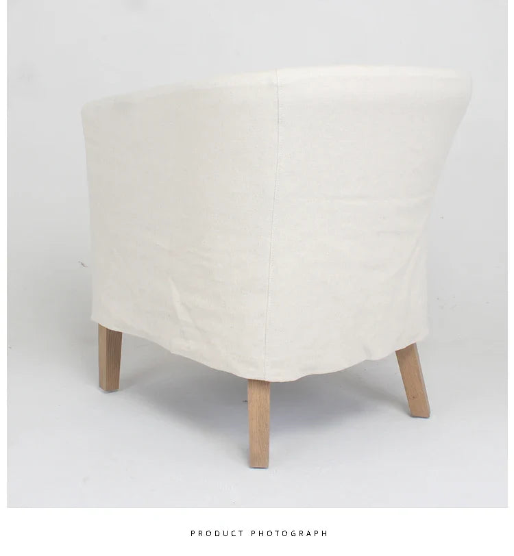 Elegant French Style Linen Dining Chair with Removable Cover, Solid Wood Frame