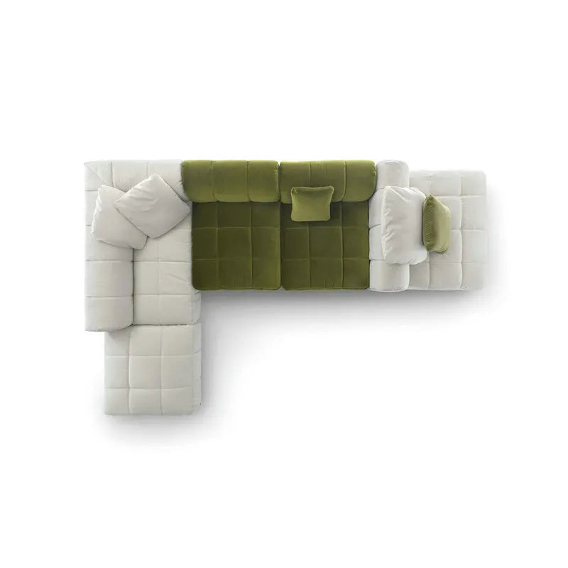 Modular Velvet Sleeper Sofa Sectional with Striped Design