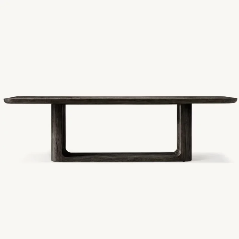 Rustic Solid Oak Wood Dining Table for Home & Restaurant, Customizable