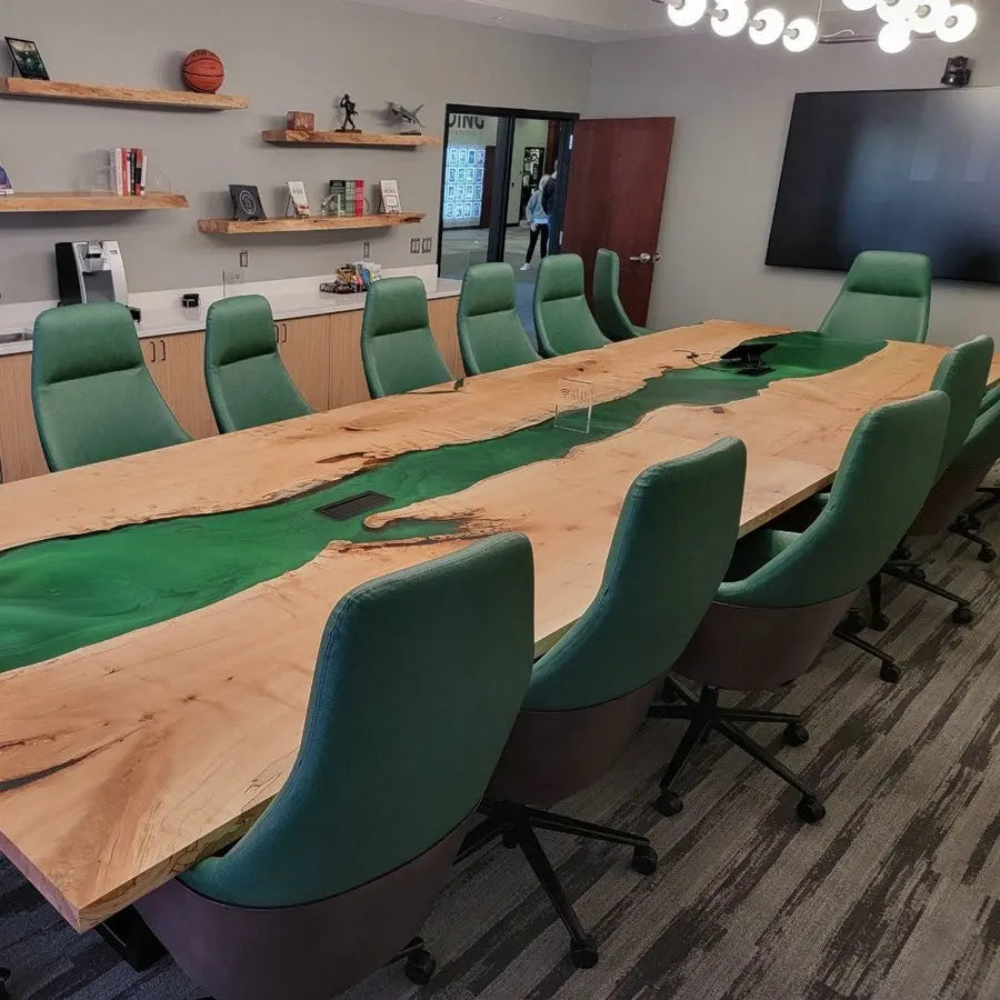 Stunning Black Walnut Live Edge Epoxy Resin Slab Dining Table for Home