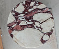 Elegant Italian Red Calacatta Viola Marble Round Side Table for Living Room
