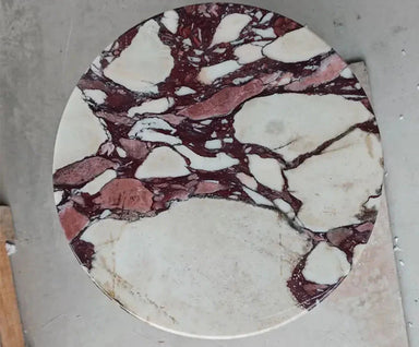 Elegant Italian Red Calacatta Viola Marble Round Side Table for Living Room