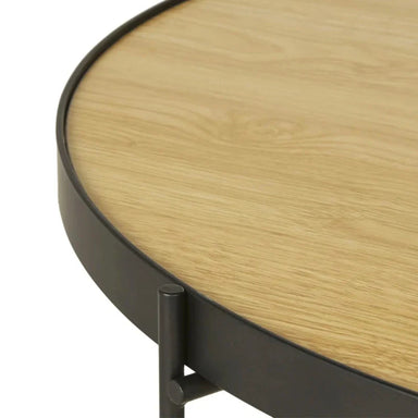 Elegant Round Metal Frame Coffee Table with Wood, Marble, Glass Top