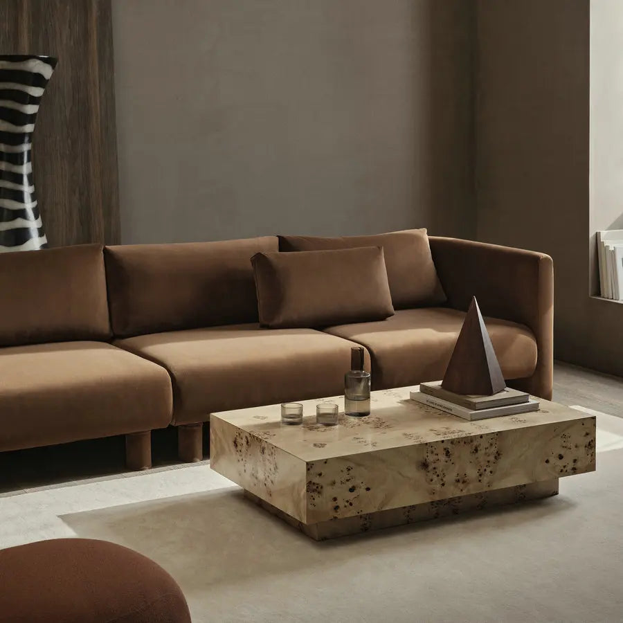 Luxury Burl Wood Coffee Table - Vintage French Elegant Living Room Centerpiece