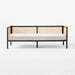 Chic Boho Black Natural Rattan Cane Back Daybed Sofa with Cushion Cover
