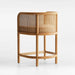 Natural Cane Rattan Counter Stool Oak Frame High Bar Chair for Kitchen Dining
