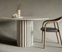 Elegant Beige Round Travertine Stone Coffee Table for Modern Living Spaces