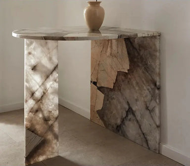 Elegant Translucent Natural Marble Console Table for Entryway Living Room Decor