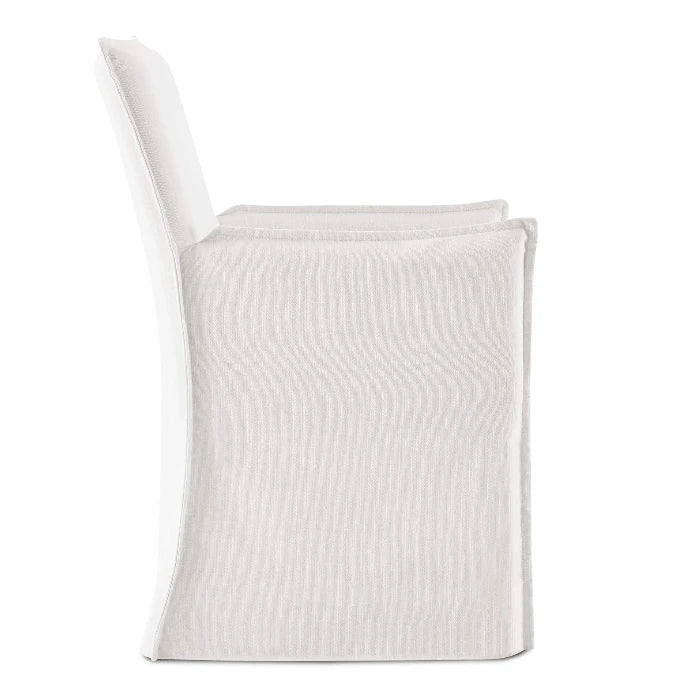 Elegant White Linen Slipcover Dining Armchair Modern Classic Wood Frame Comfort