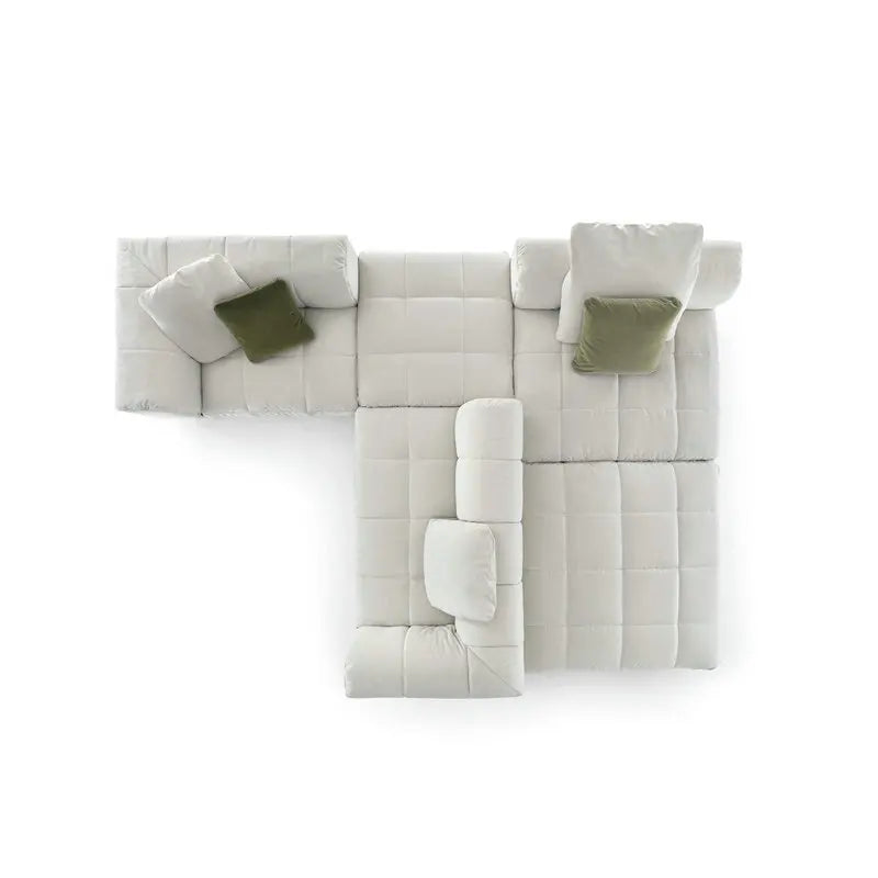 Modular Velvet Sleeper Sofa Sectional with Striped Design