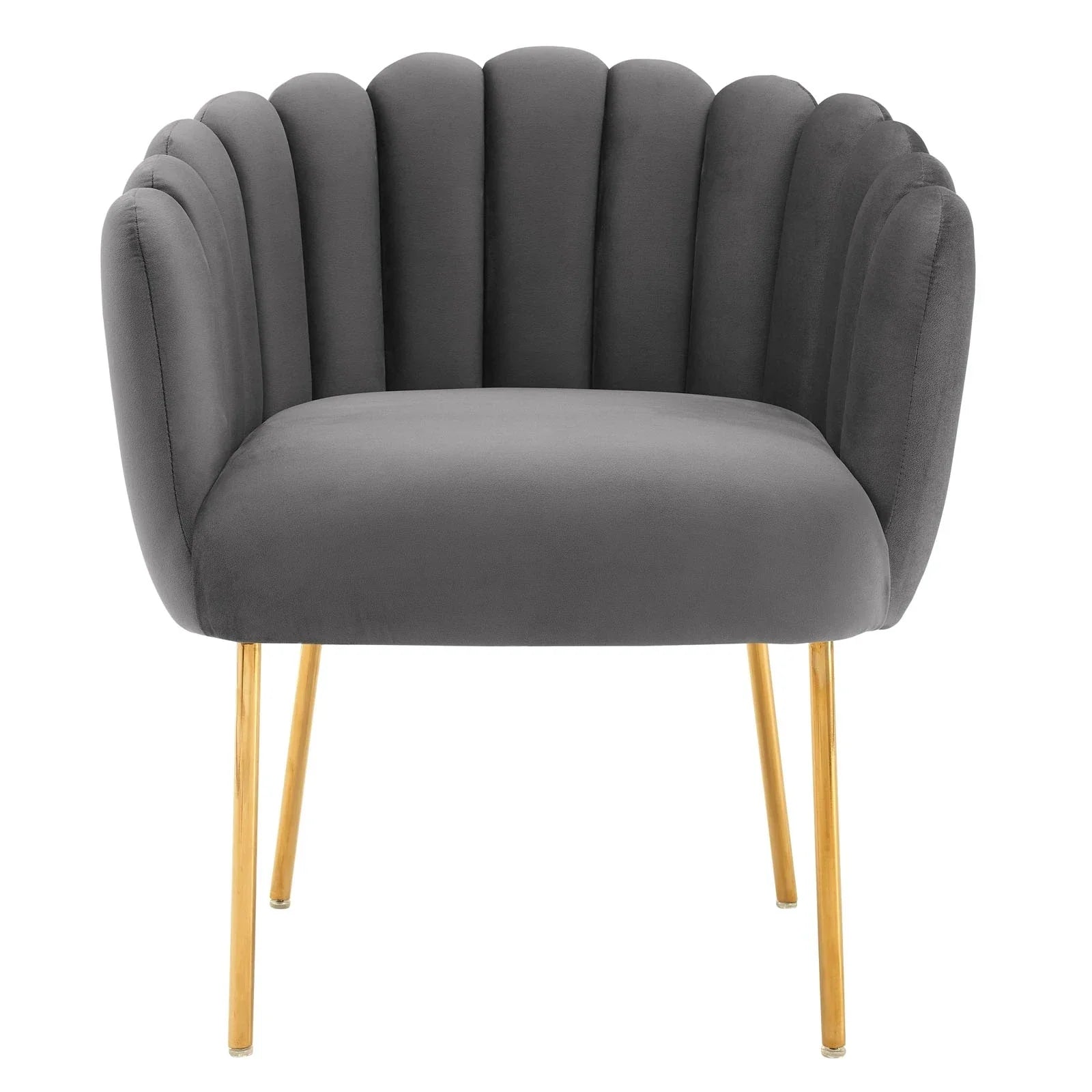 Luxurious Channel Tufted Velvet Armchair Modern Dining Chair Accent Seating