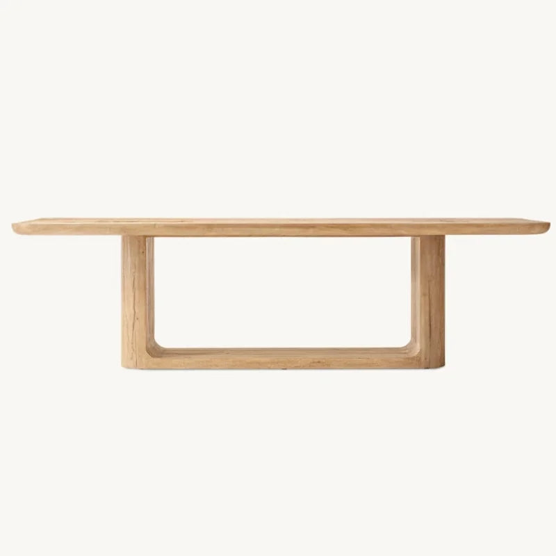 Rustic Solid Oak Wood Dining Table for Home & Restaurant, Customizable