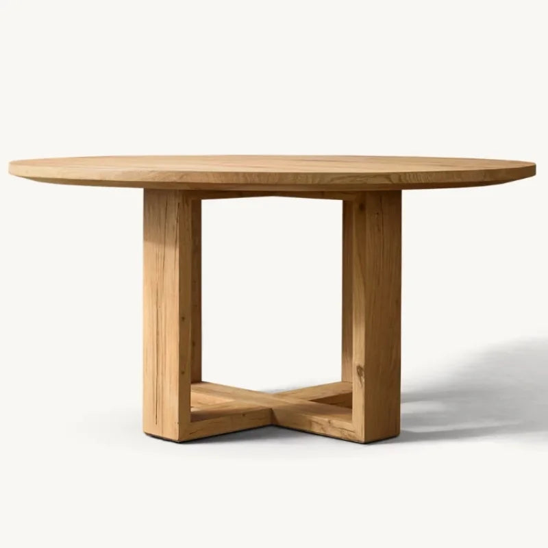 American Vintage Solid Wood Round Dining Table for Villa & Club Settings