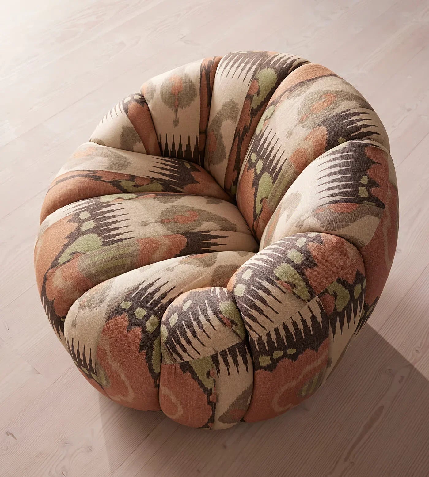 Luxury Italian Vintage Living Room Sofa Chair with Swivel Brass Accents