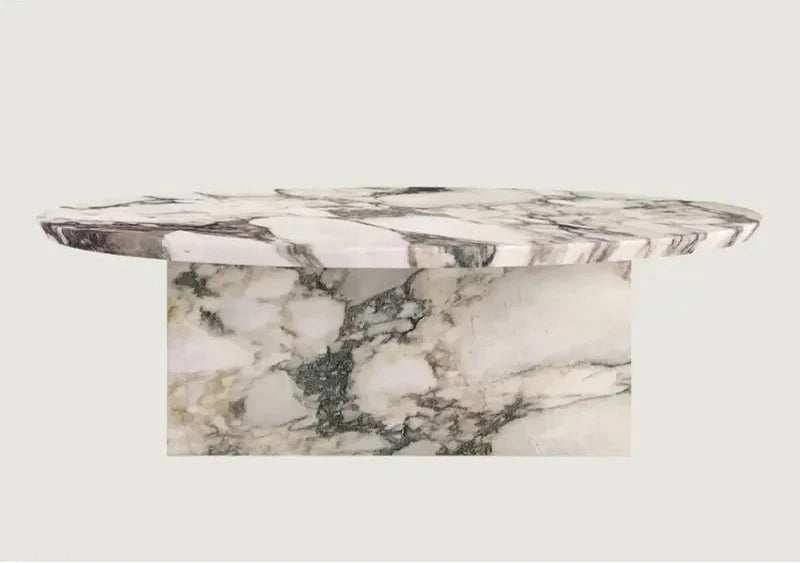 Elegant Oval Natural Travertine Coffee Table for Luxury Living Room Decor