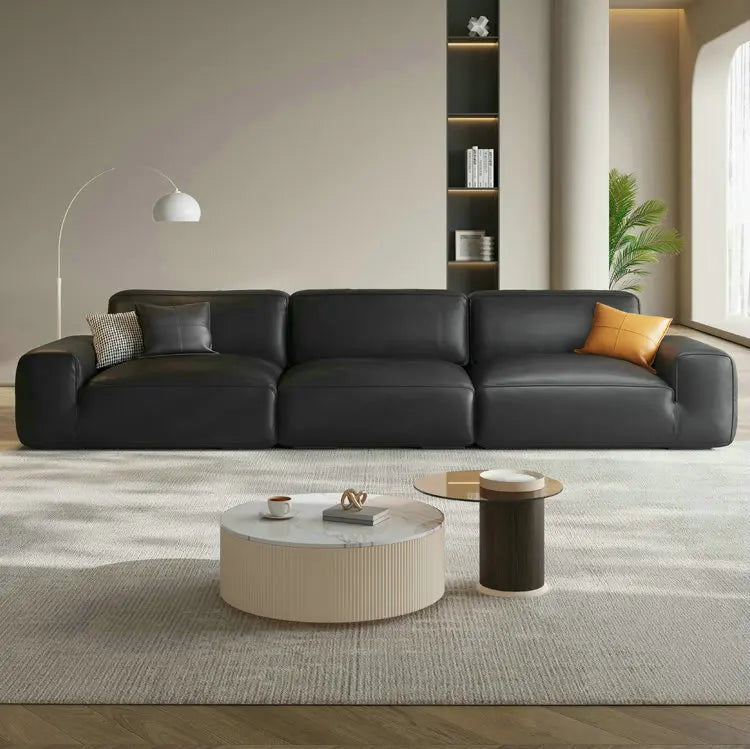 Luxurious Italian Genuine Leather Modular Sectional Sofa Set for Modern Living