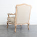 Elegant French Solid Oak Living Room Armchair: Linen/Velvet Upholstered Leisure Chair