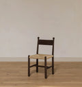 Contemporary Dark Grey Oak Dining Chair with Natural Woven Rush Seat