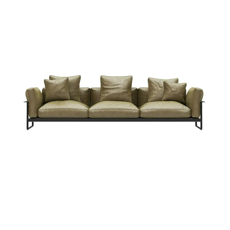 Luxurious Italian White Genuine Leather Modern 3-Seater Sectional Sofa Set