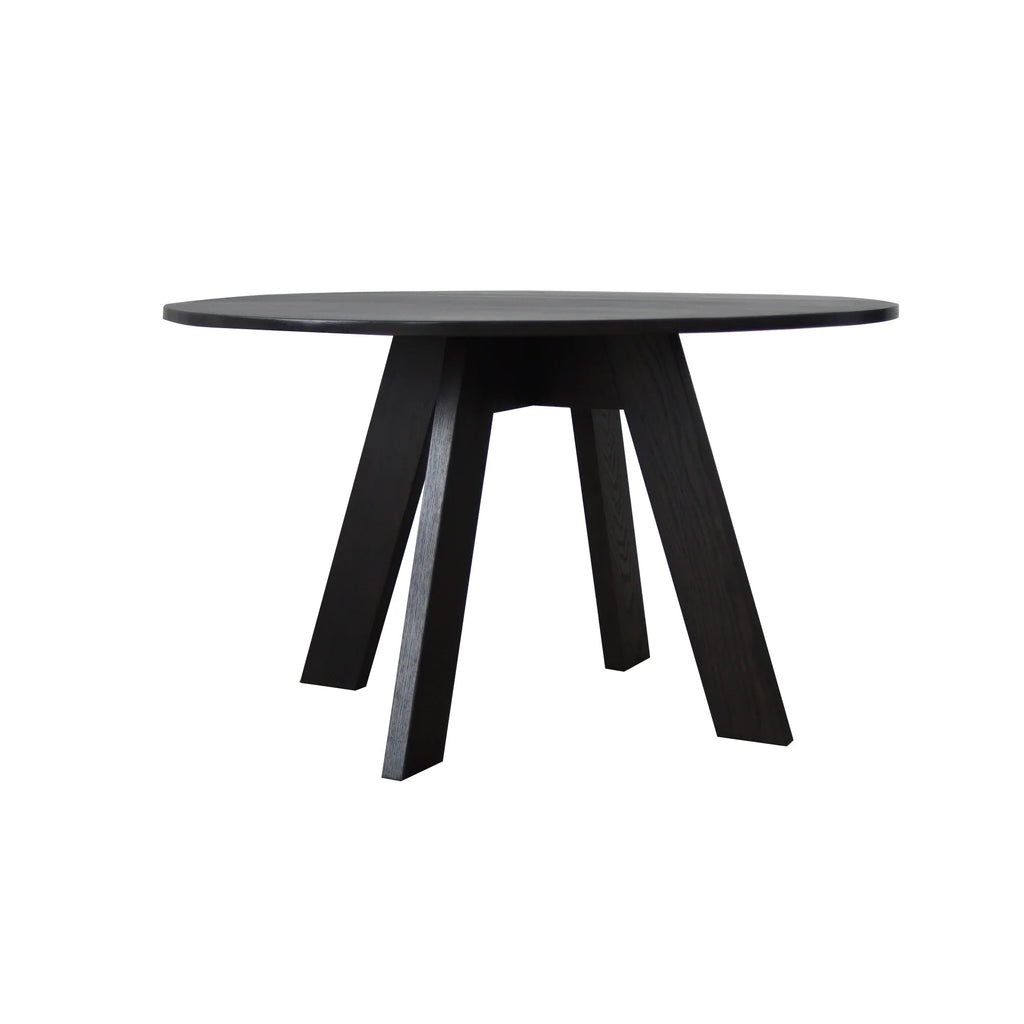 Modern Round Solid Oak Wood Dining Table, Simple 4-Seater Design, Durable Home Furniture