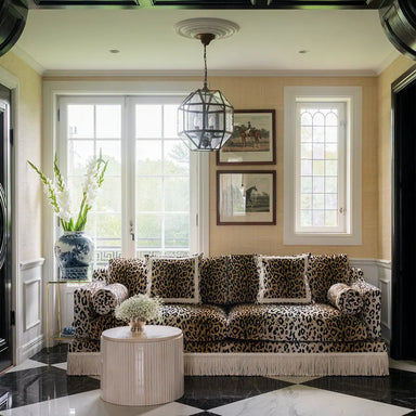 Luxury Velvet 3-Seater Sofa with Elegant Fringe and Tassels for Modern Homes