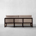 Stylish Rattan Fabric Sofa - Solid Oak Wood Slat Frame Modern Couch