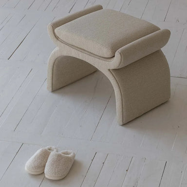 Modern Nordic Solid Wood Accent Stool Bench - Fabric Upholstered Living Room