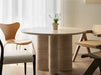 Tostone Cream Travertine Round Dining Table, Modern Minimalist Stone Design for Home