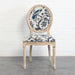 Elegant French Louis Round Back Dining Chair, Linen Upholstered Oak Frame