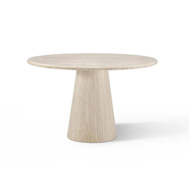 Sophisticated Beige Travertine Round Dining Table for Modern Kitchens and Homes