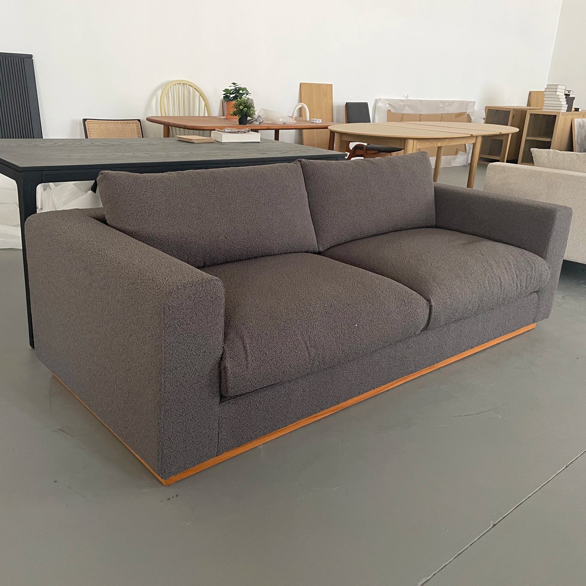 Luxurious 3-Seater Boucle Fabric Sofa: Modern Living Room Couch, Wood Frame