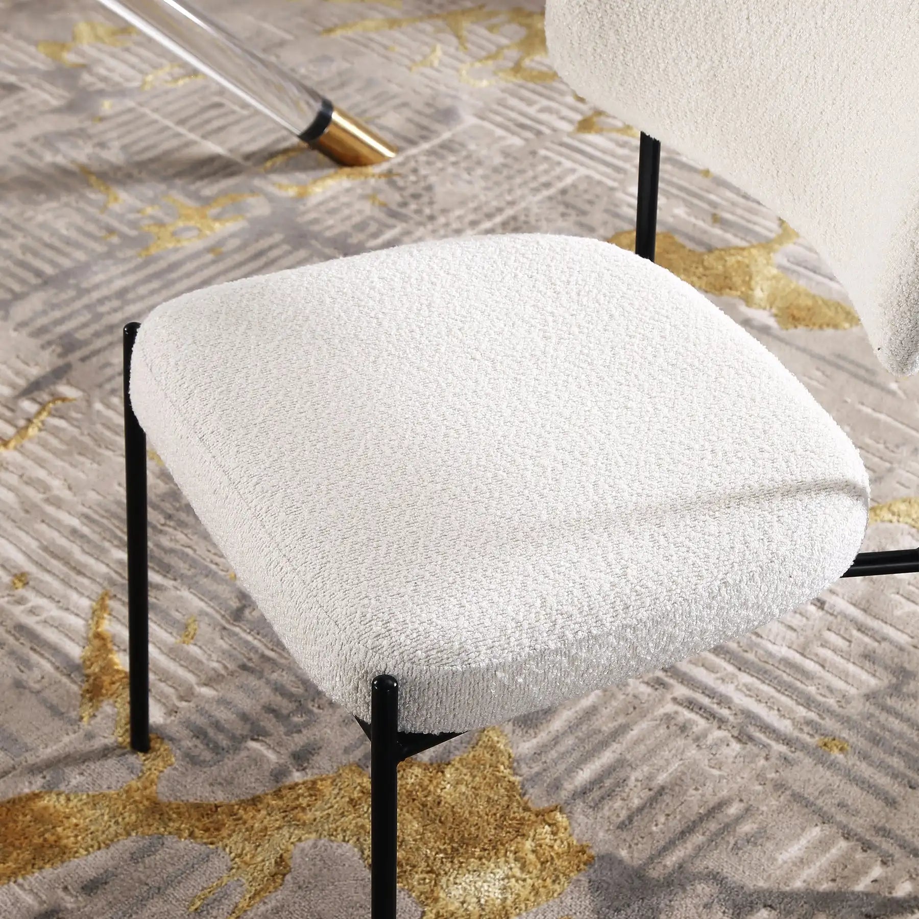Modern Upholstered Curved Back Dining Side Chair with Sturdy Metal Legs