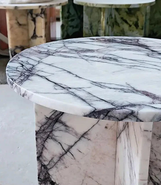 Elegant Tostone Greece Lilac White Marble Coffee Table for Modern Living Room