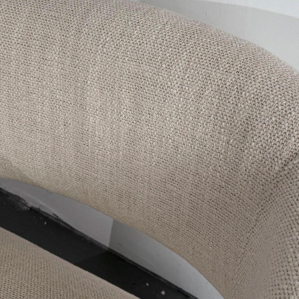 Elegant Cream Fabric Accent Chair, Linen Armchair with Modern Curved Design
