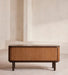 Elegant Antique Marble Top Sideboard Buffet Cabinet with Fluted Slide Doors