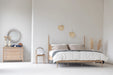 Wabi-Sabi Oak Queen Bed: Modern Geometric Design, Classic Vintage Bedroom Furniture