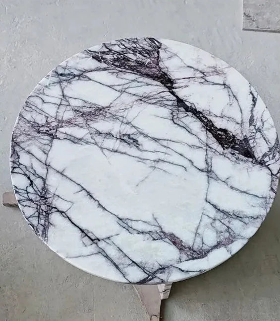 Elegant Tostone Greece Lilac White Marble Coffee Table for Modern Living Room
