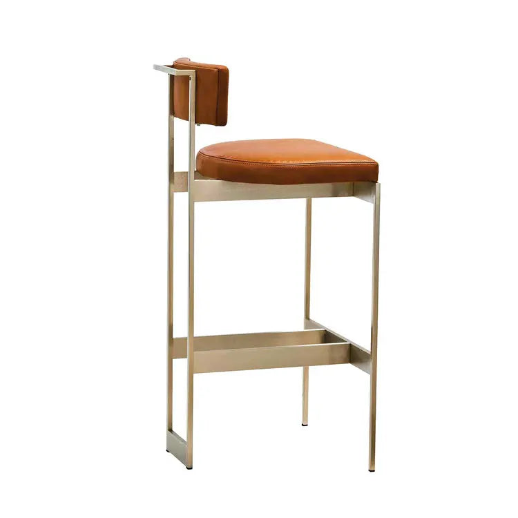 Luxury Modern Hand-Made Brass Gold Bar Stools, High Leather Kitchen & Commercial Furniture