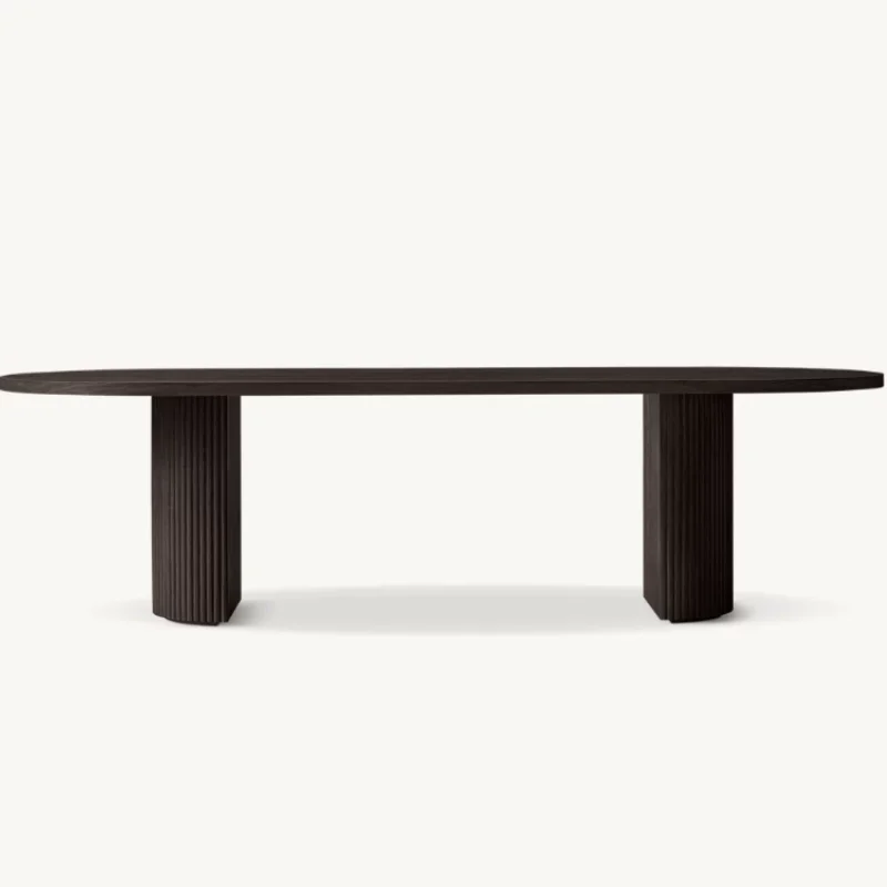 Elegant Oval Solid Wood Dining Table - Custom American Farmhouse Style Kitchen Furniture