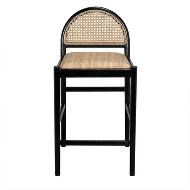 Elegant Nordic Arch Bar Stool: Woven Rattan, Solid Oak, Padded Comfort