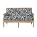 Chic French Solid Oak 2-Seat Upholstered Linen Sofa for Events & Home