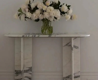 Elegant Calacatta Arabescato Polished Marble Console Table for Luxury Home Decor