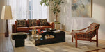 Luxury Italian Genuine Leather Three-Seater Sofa Couch Set for Living Room