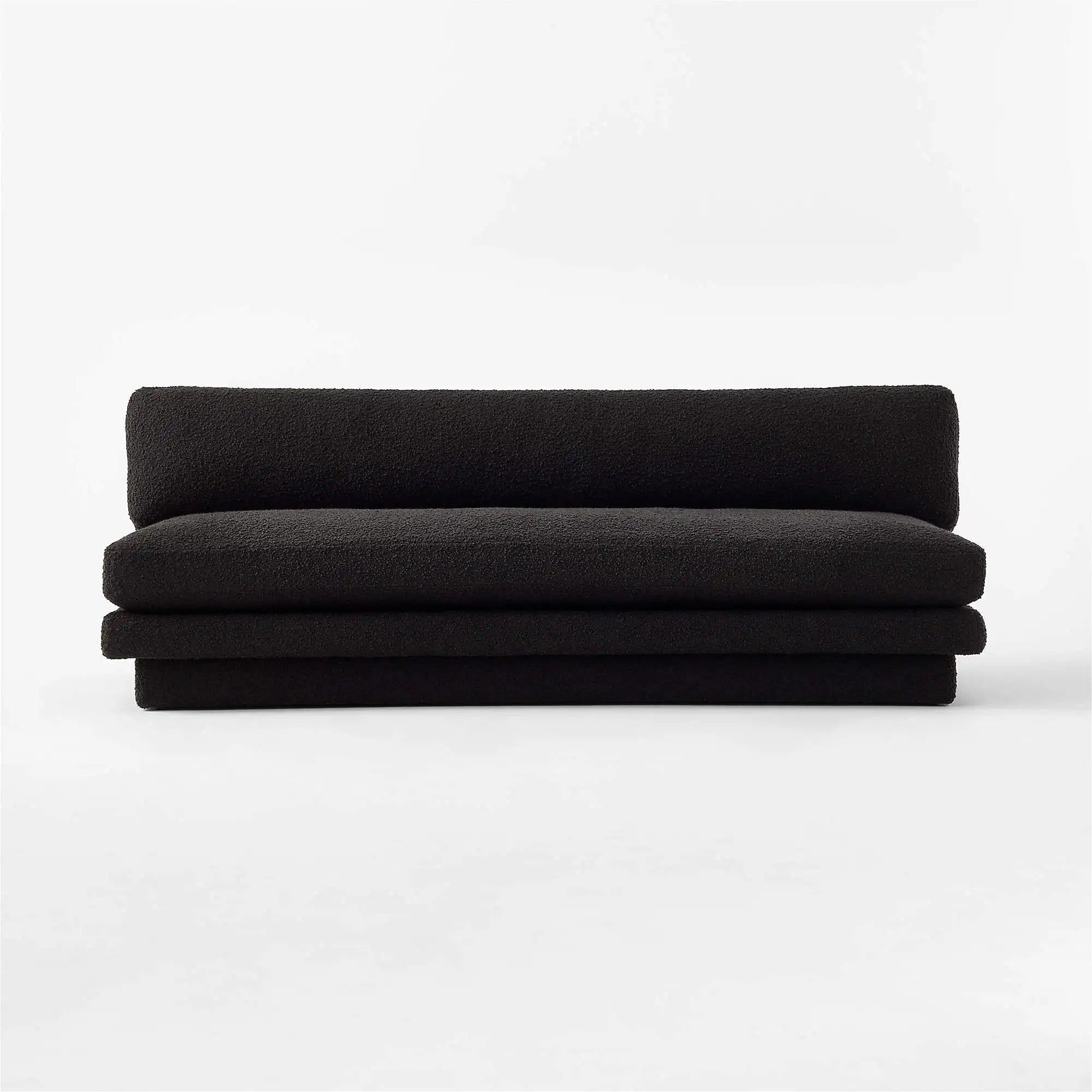 Plinth 80-inch Armless Black Boucle Sofa: Modern Solid Wood Living Room