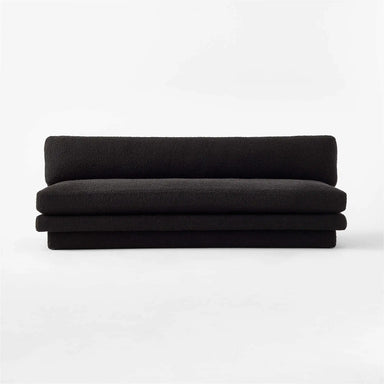 Plinth 80-inch Armless Black Boucle Sofa: Modern Solid Wood Living Room