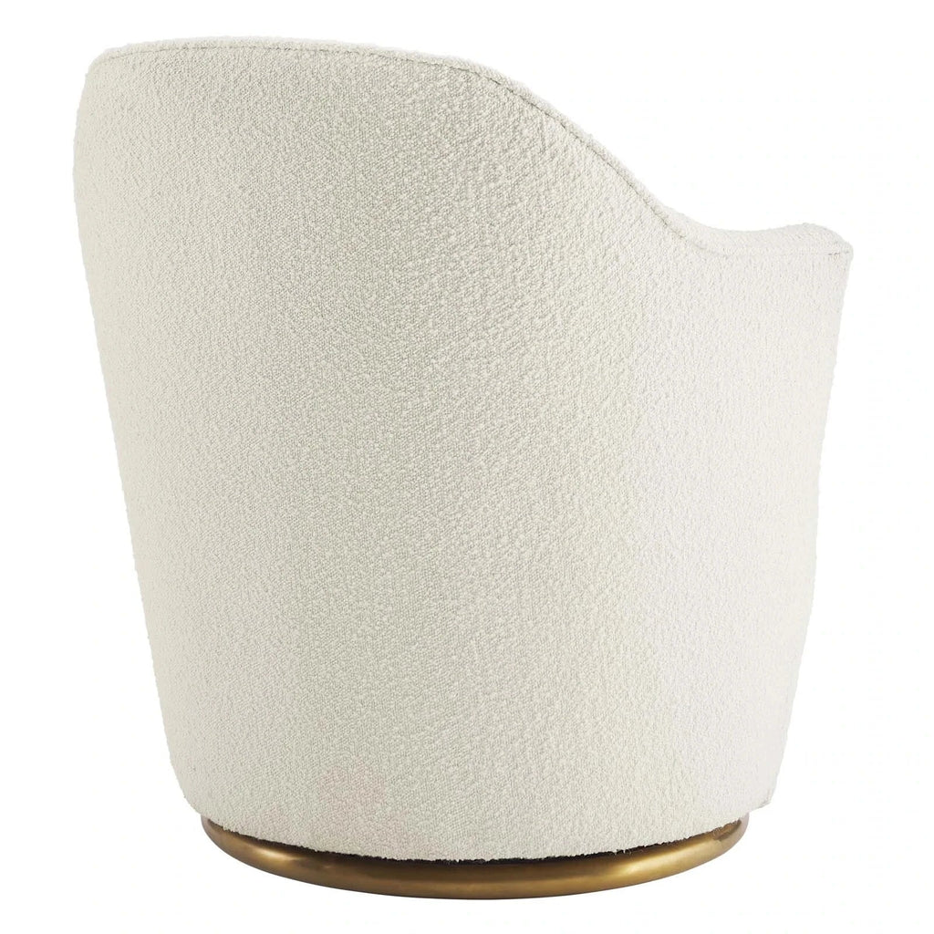 Plush White Boucle Swivel Accent Chair Modern Living Room Leisure Furniture