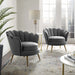 Elegant Italian Velvet Scallop Accent Armchair for Comfy Living Room Leisure