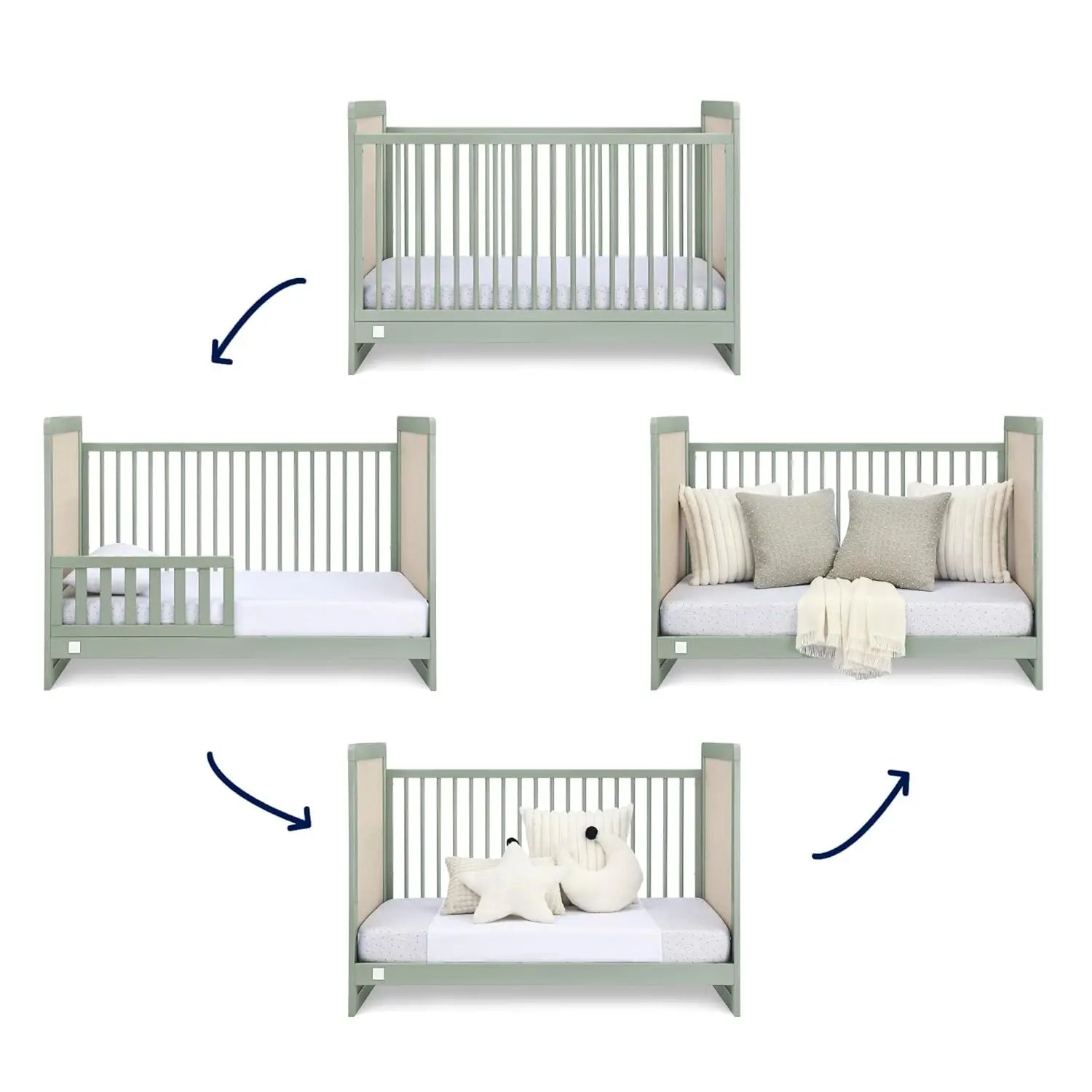 Premium 4-in-1 Convertible Wooden Baby Crib with 3 Adjustable Height Levels