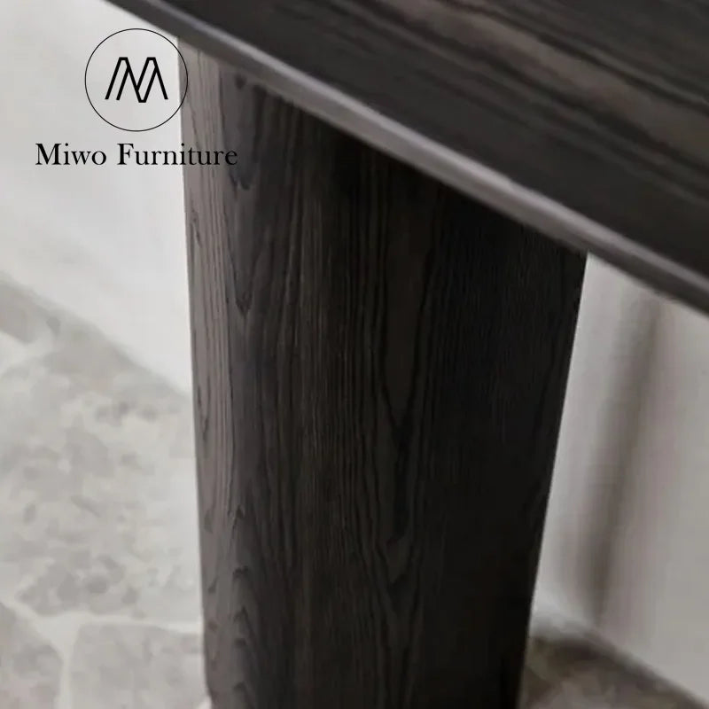 Black Solid Wood Narrow Rectangular Entryway Corridor Console Table