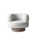 Luxurious White Fleece Swivel Accent Chair Modern Wooden Base Living Room